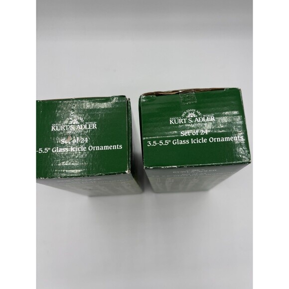 NEW 48 Kurt Adler Clear Glass Icicle Christmas Tree Ornaments 2 sizes - Picture 2 of 3